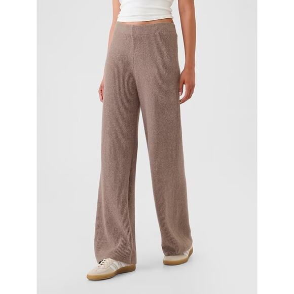 [Gap] Beige High Rise CashSoft Wide Rib Knit Sweater Pants NWT Sz Large Tall LT - Picture 1 of 11